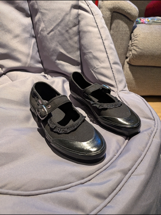 Vans Shoes - Vans Black Canvas Mary Jane with Purple Logo Accent - Women's Size 8/Men's 6.5